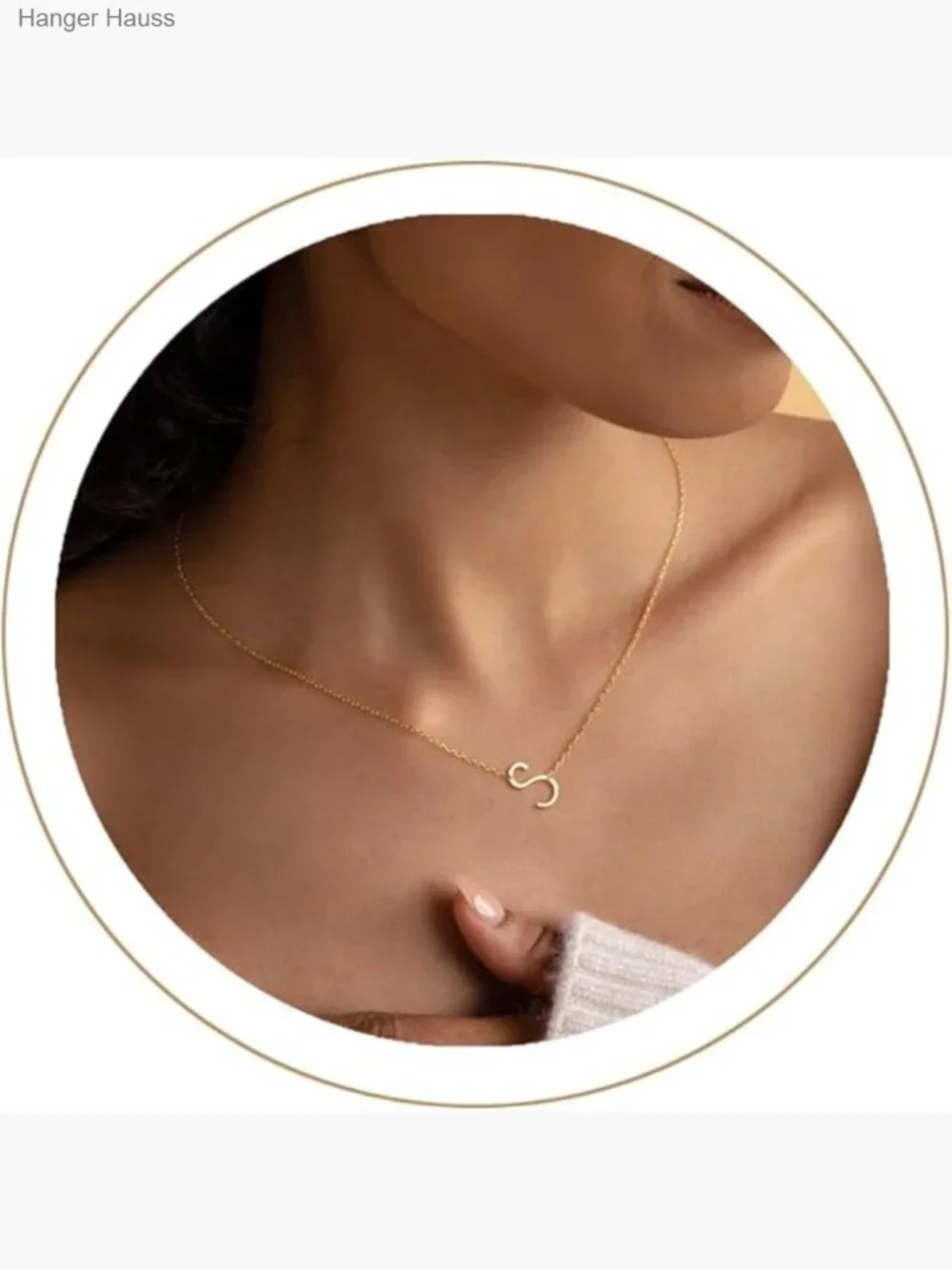 18k Gold Plated stainless steel S initial necklace dainty pendant
